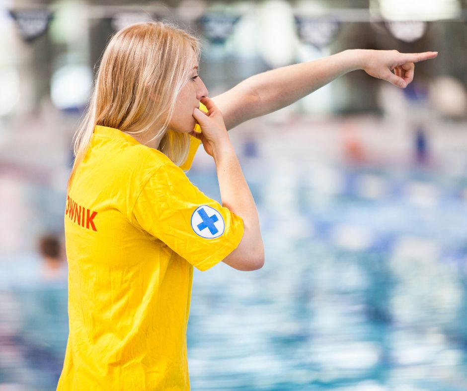 beautiful pool lifeguard