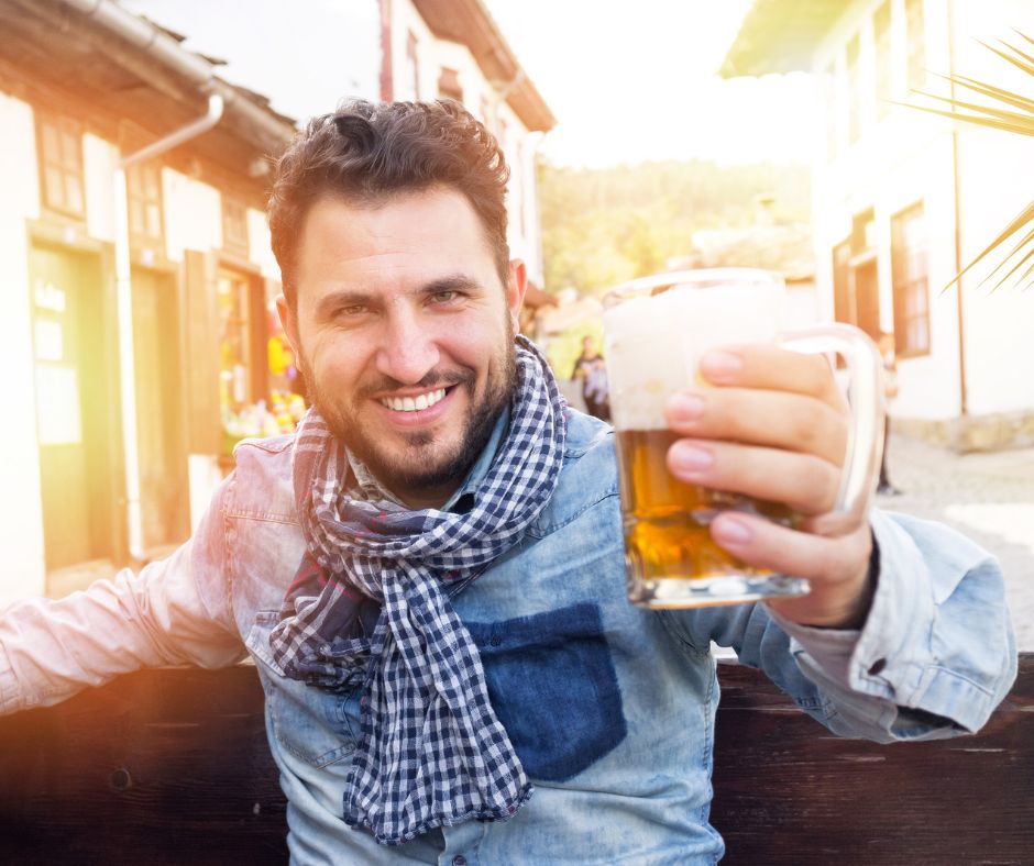 man drinking beer