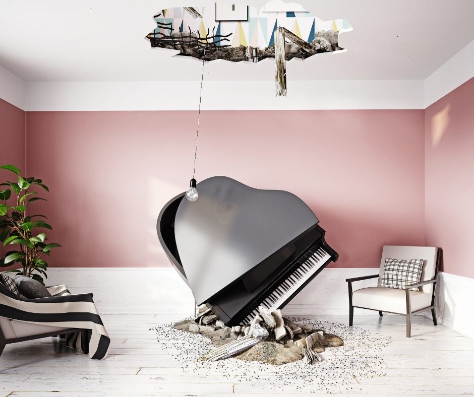 A piano fell from the ceiling