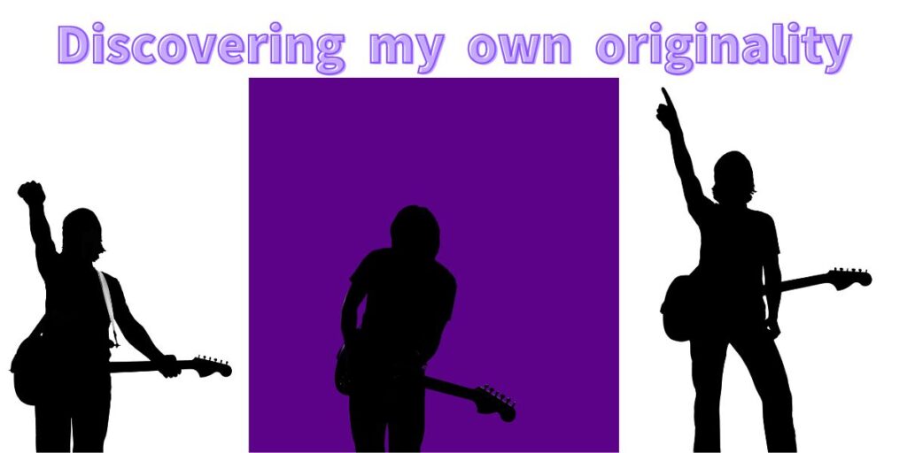 discovering-my-own-originality

ギターを弾きながらポーズをキメる３人のギタリストのシルエット画像。