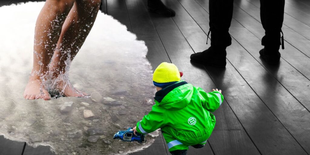 Backstage flooded with water above the floor