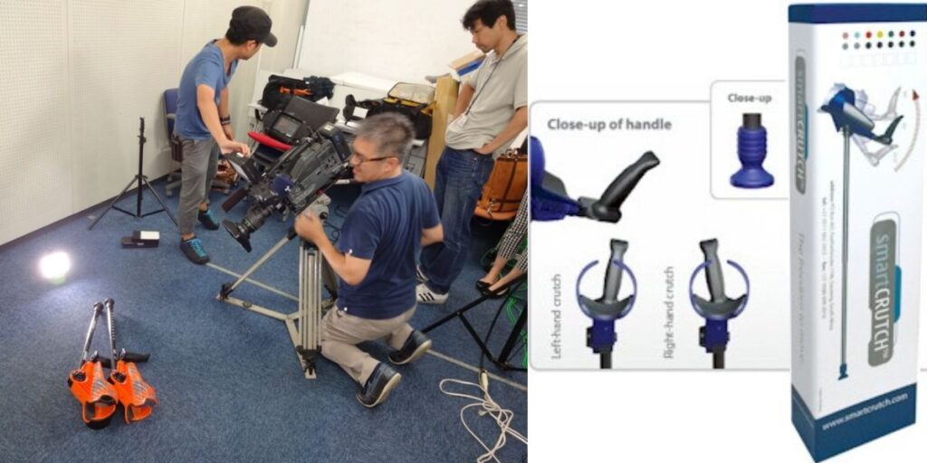 テレビ取材を受ける Smart Crutch